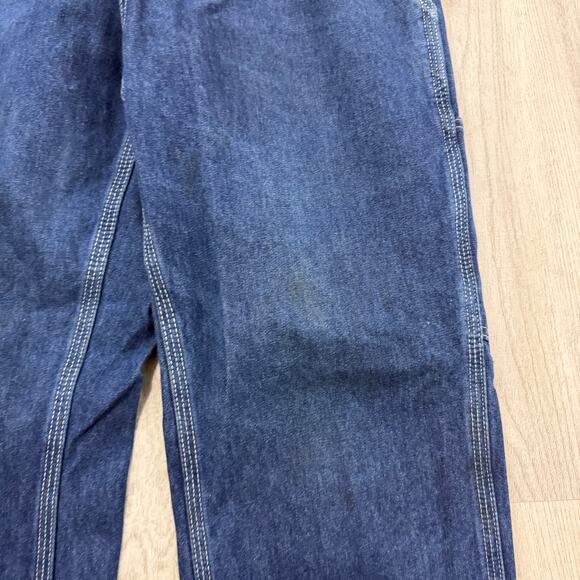 Carhartt Loose Straight Denim Dungaree Jeans Men's 32x30 Blue Dark Wash Workwear - Picture 3 of 11